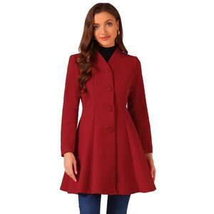 Single Breasted Long Sleeve Mid-Long Winter Coat Red